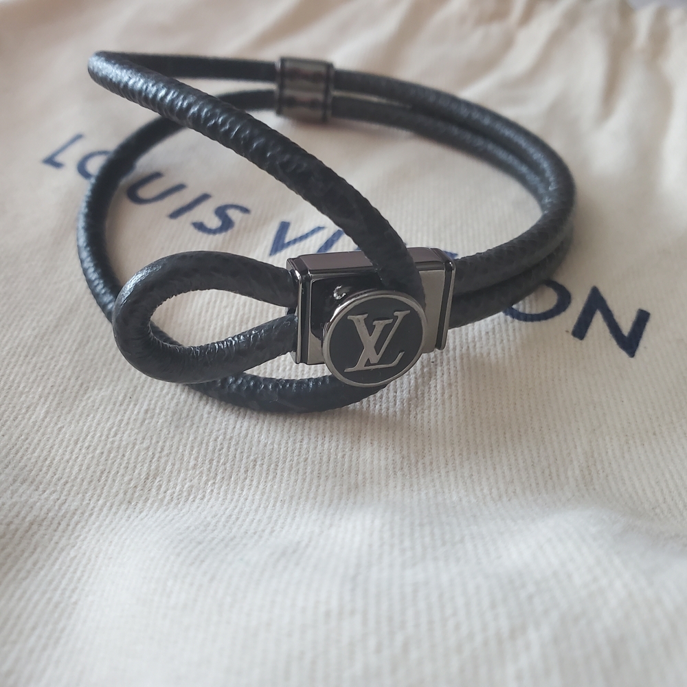 Louis Vuitton Double Black Leather Bracelet
